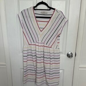 LOFT Multicolor Striped V-Neck Dress
